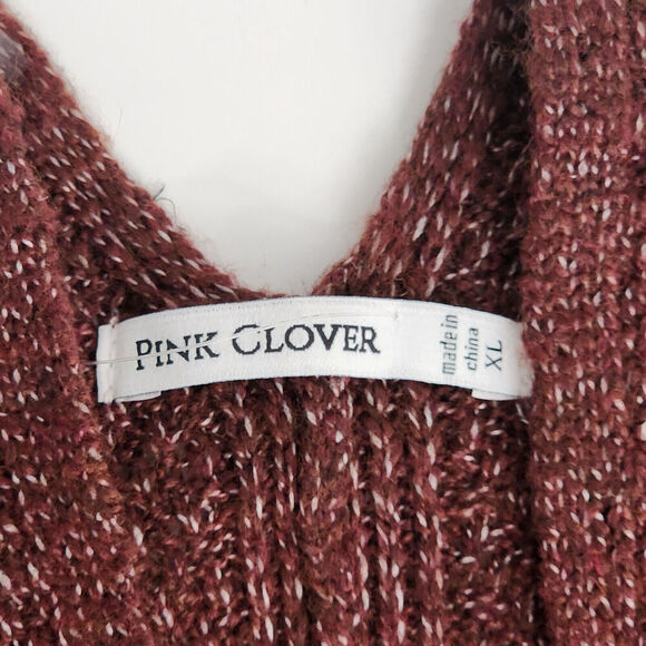 Pink Clover Stitch Fix Textured Open Cardigan Burgundy Speckled Women's Size XL - Picture 4 of 7